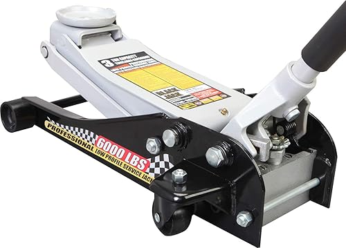 Vista 2 de Torin T83505W BlackJack Hydraulic Low Profile Steel Racing Floor Jack with Single Piston Quick Lift Pump, 3 Ton (6,000 lb) Capacity, Black