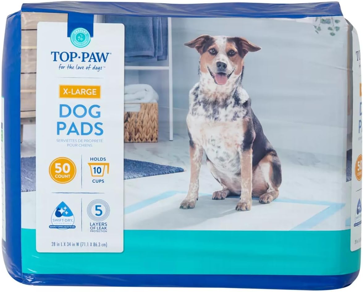 Top Paw Dog Extra Large Pads for Puppy Training, Indoor Dogs or Apartment Living, or Dogs with Incontinence, 150 Count