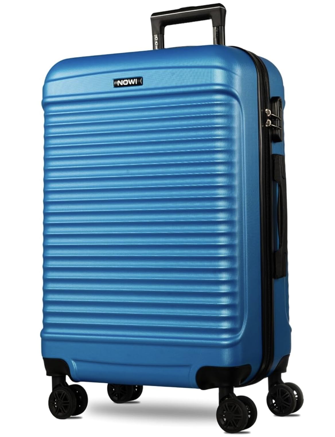 NOWI Las Palmas Koffer L – 59L Ultraleicht-Koffer, Mittelgroßer Hartschalenkoffer mit 8 Rollen 360° drehbar, Wasserabweisender Schalenkoffer mit Rollen (blau, L)