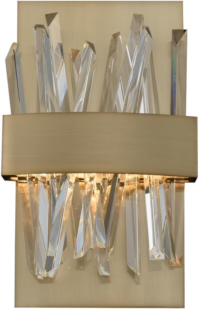 Allegri 030220-038 Glacier - 8 LED ADA Wall Sconce, Brushed Champagne Gold Finish with Firenze Crystal Spears Crystal