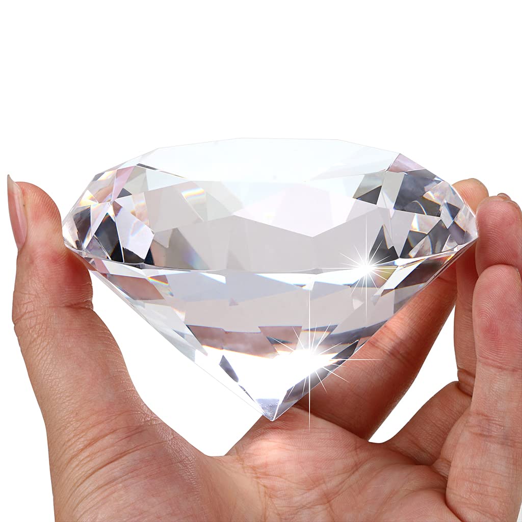 IGNPION Diamant en Verre Cristal Diamant Claire pour Photographie, Presse-Papier,Décoration (100mm)