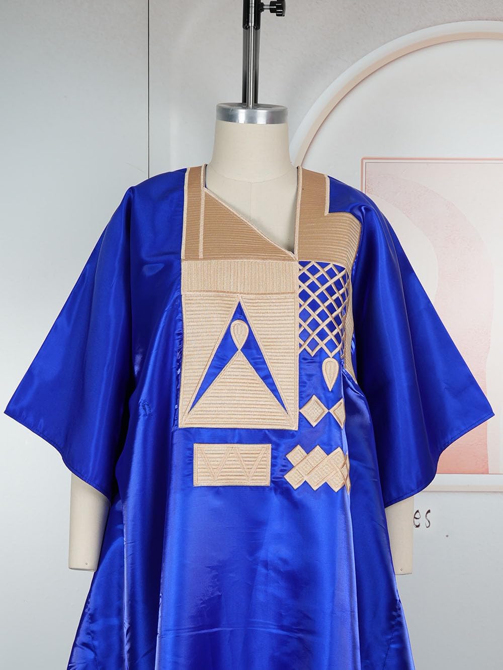 HD Stylish African Boubou Dress for Woman Plus Size Embroidery Ruffle Hemline Maxi Gown - Image 2