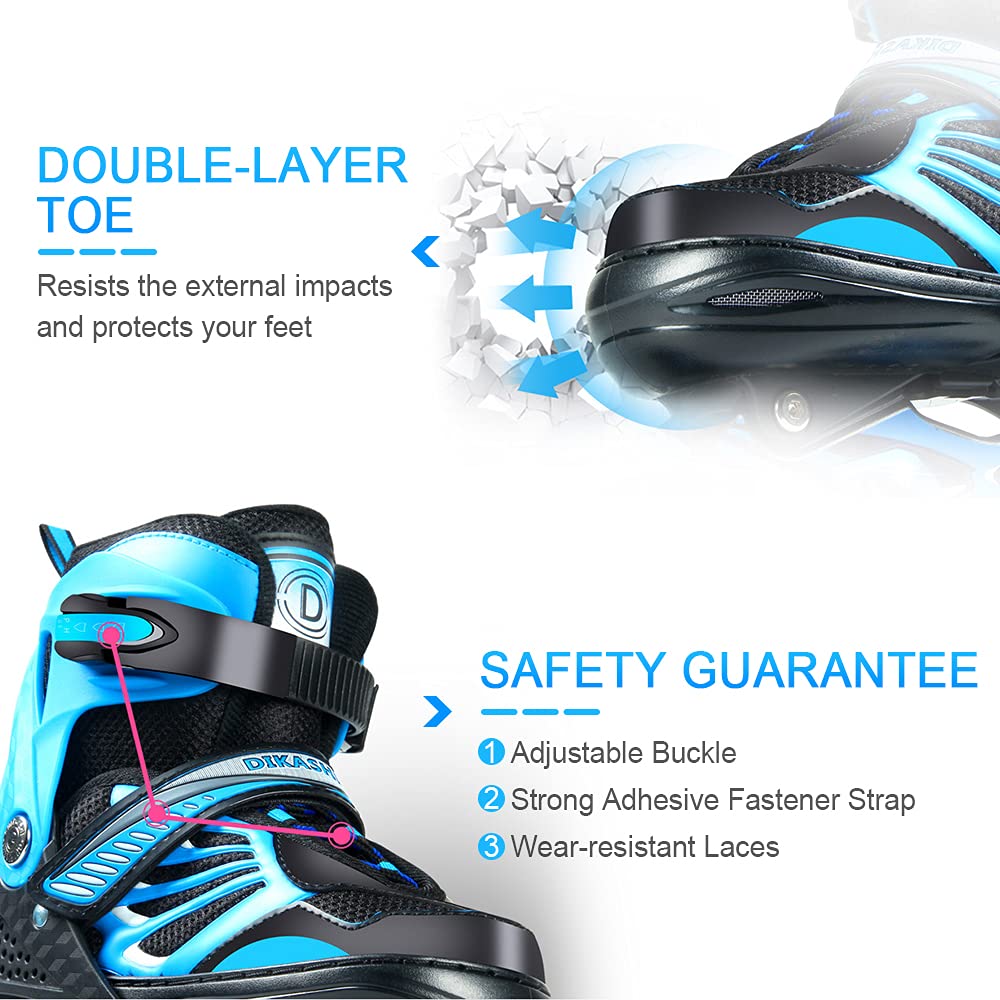 LIXADA Rollers Enfants pour Enfant avec Roues Lumineuses Rollers en Ligne Patins à Roues Alignées Respirant Confortable Ajustable pour Filles et Garçons Noir/Bleu/Rose/Rouge Taille 28-41