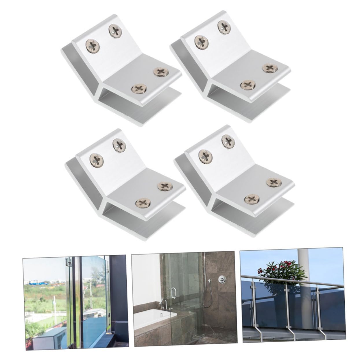 3 juegos de abrazaderas de cristal de ducha, soporte para colgar en la pared, estantes de plástico, soportes de estante de vidrio, abrazadera de armario de vidrio, abrazaderas de metal de vidrio