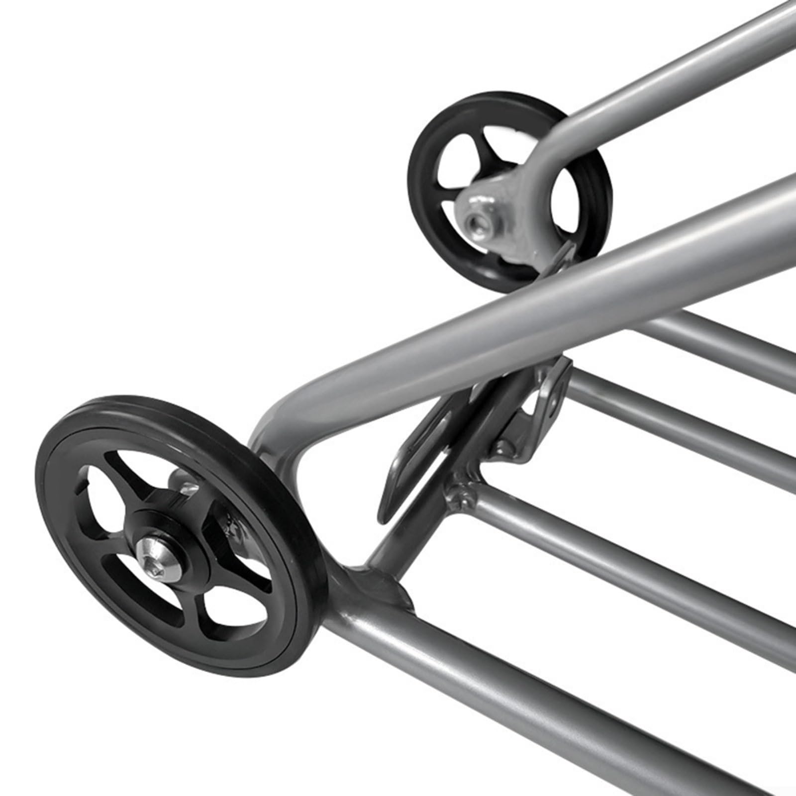 Fahrradträger aus Aluminiumlegierung, 40,6 cm (16 Zoll), zusammenklappbar, mit einfachen Rädern, 34 x 14 x 21 cm, für Brompton-Reifen, silberfarbene Gepäckablage für Pendler