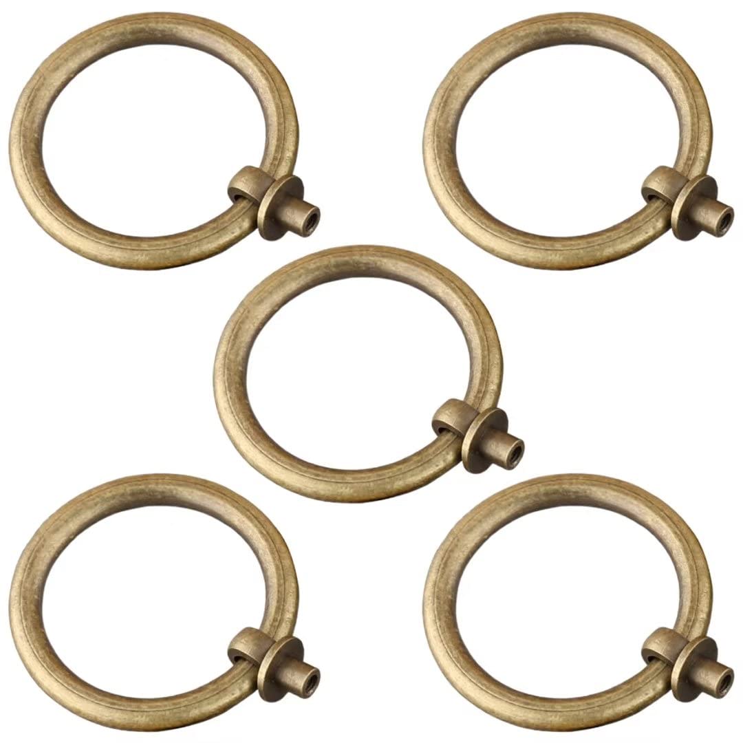 Ydhsikk Bronze Drawer Handles, Ring Drawer Knobs Pack Of 5 And Brass 25-60Mm Diameter(,50Mm Diameter)