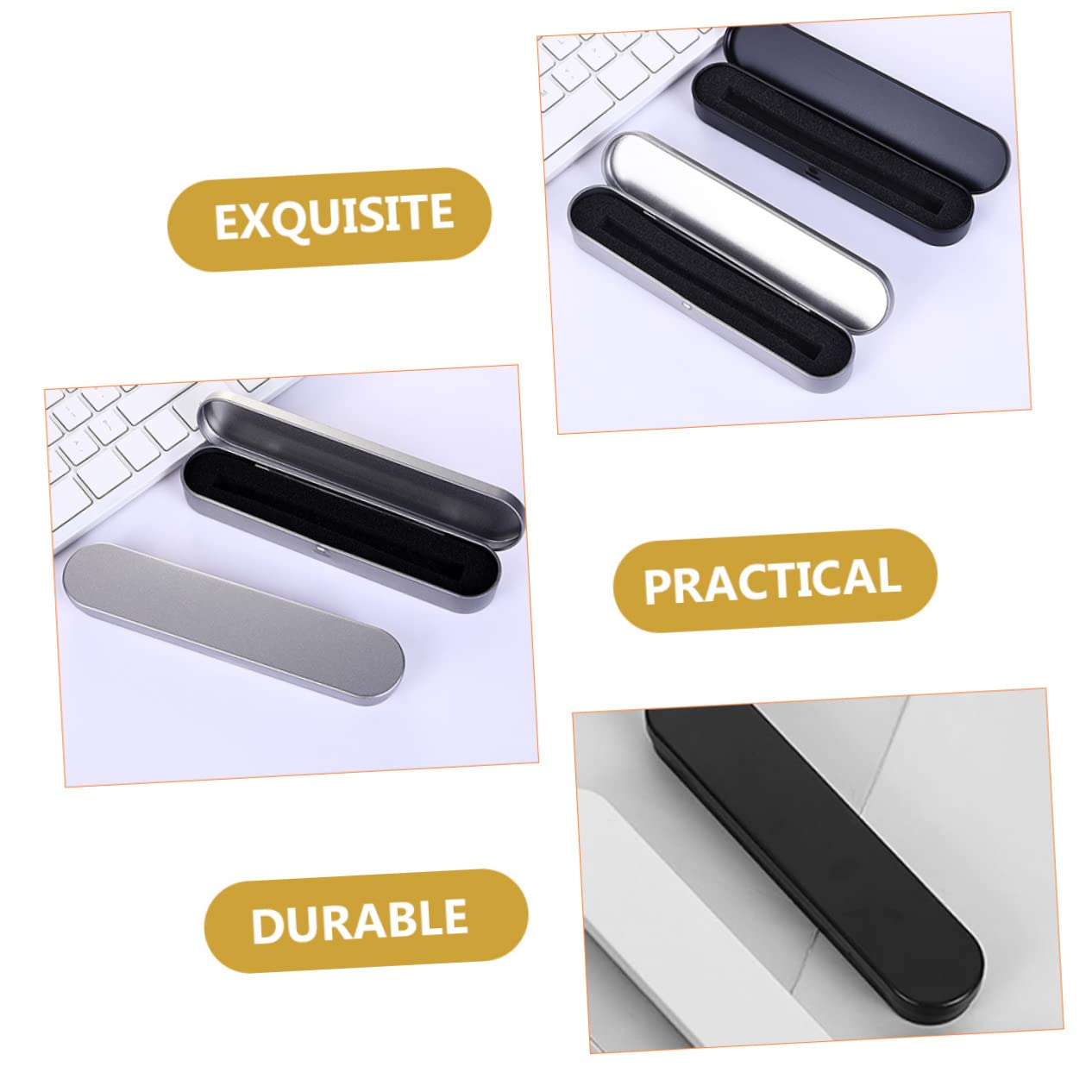 jojofuny 10 set Scatola Portapenne Porta Cancelleria Portapenne Organizer Contenitore Per Penne Da Scrivania Con Scomparti Contenitori In Metallo 4 pezzi * 10