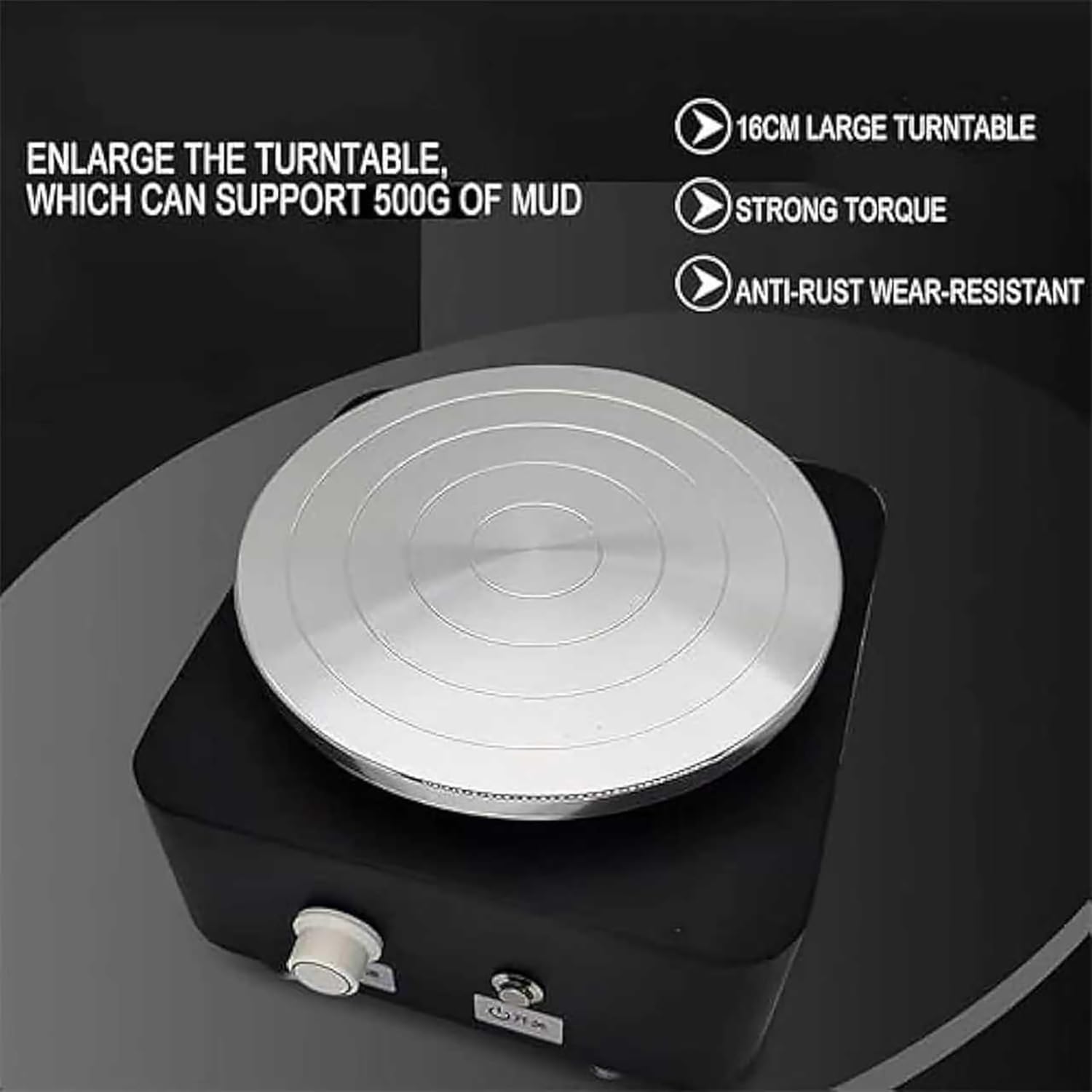 COYEUX Macchina Elettrica per Ceramica, Macchina per La Formatura di Ceramiche Domestiche con Piatto Girevole Grande da 16 Cm, velocità Regolabile da 0 a 240 Giri/min, Batteria di Grande capacità