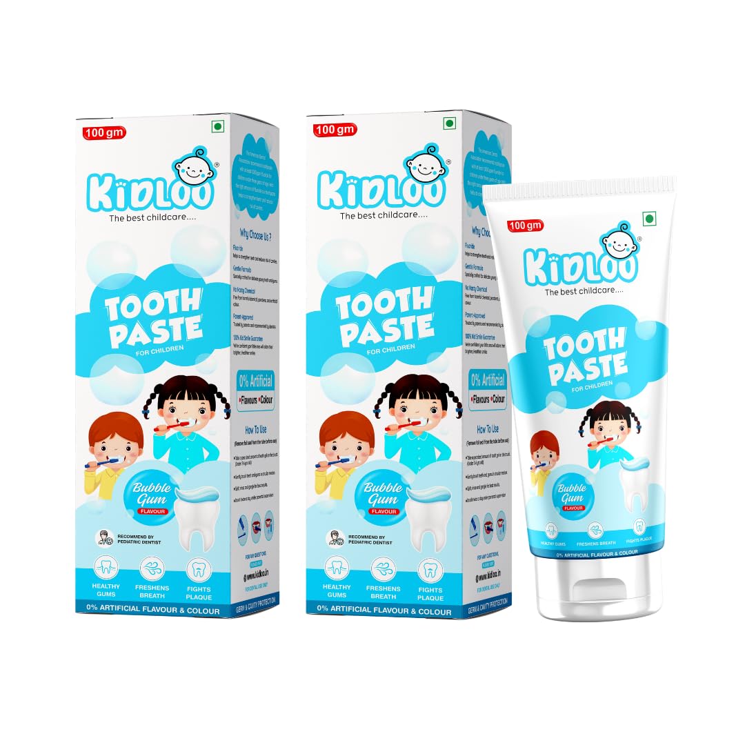Kidloo Kids Toothpaste (pc 2) Anti-Cavity Toothpaste for kids of age 2Y to 12Y old Germ Protection Bubble-gum Flavour (100g) (B0CST245V3) Amazon Price History, Amazon Price Tracker