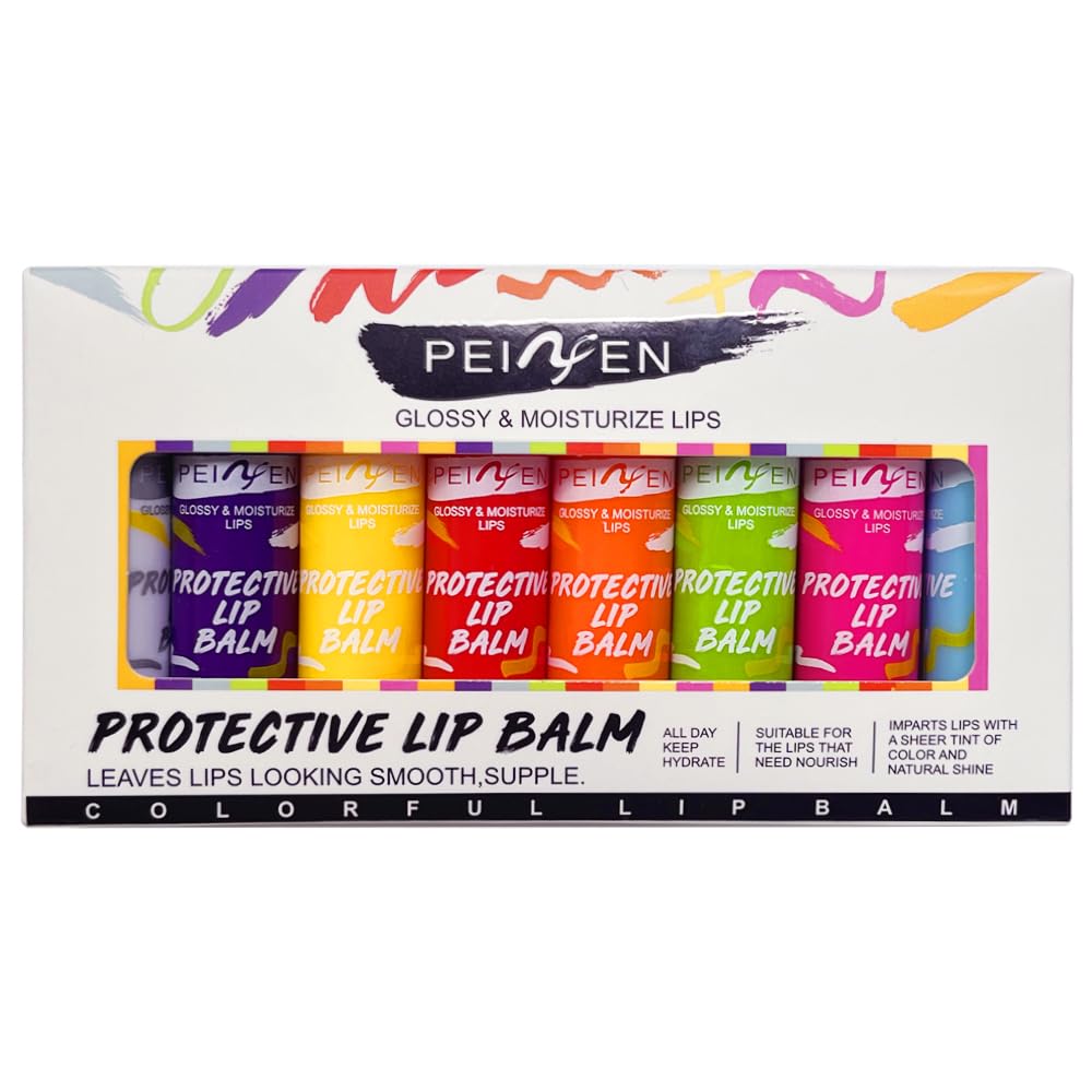 Tinted Lip Balm Set, Color Changing Lipstick Kit, Ultra Hydrating Long Lasting Chapstick with Natural Beeswax and Mineral Oil Nourishing for Cracked & Dry Lips, 8 Flavors, Net 1.3oz