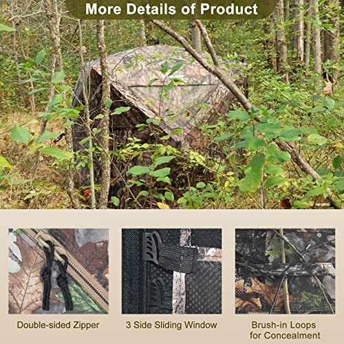 Seeutek Hunting Blind, See Through Hunting Blinds 270 Degree With Carrying Bag, 3 Person Pop Up Ground Blinds For Deer Hunting, Portable Durable Deer Blind For Hunting. #TOP5