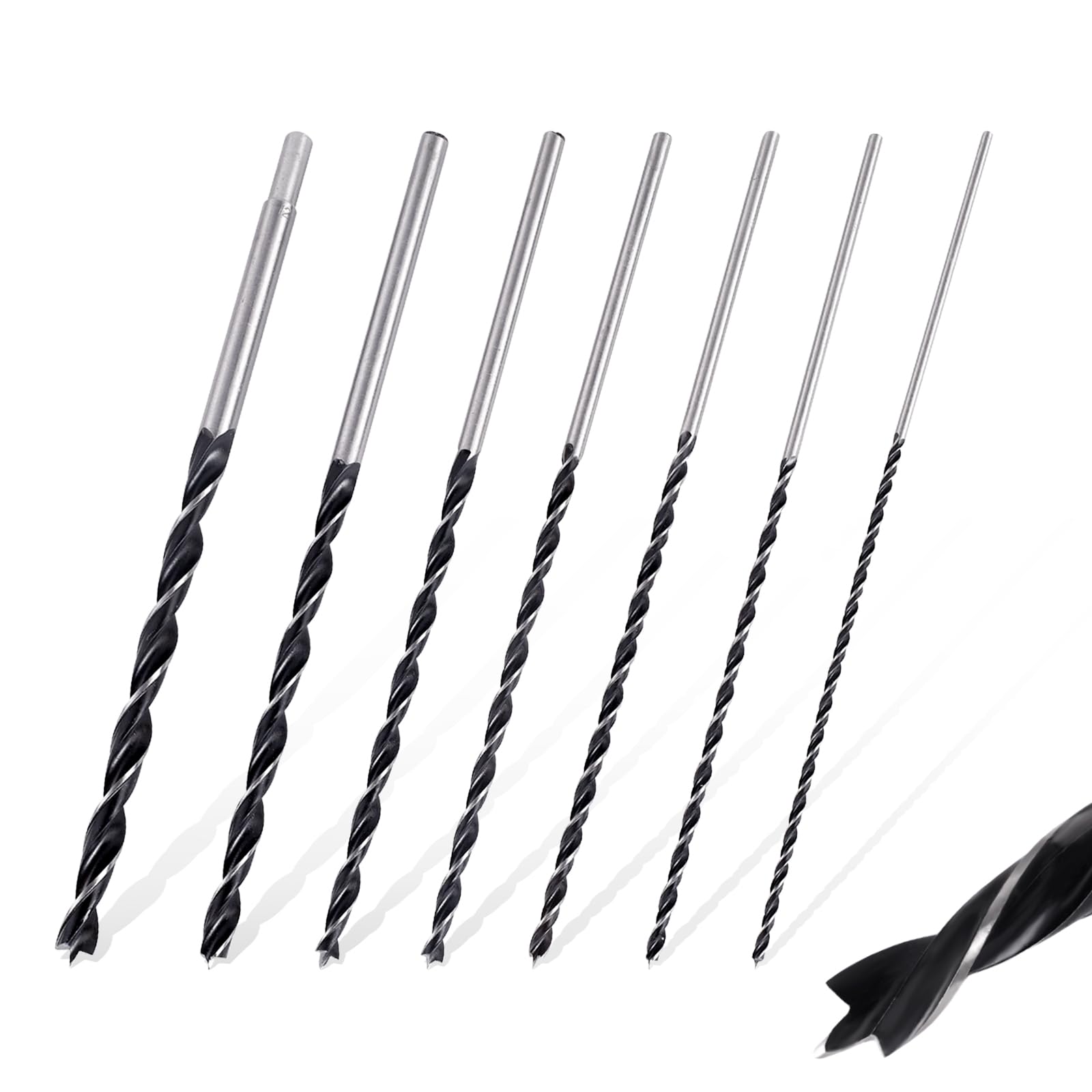 7 Brocas para Madera Largas Irrompibles 12 mm 10 mm 8 mm 7 mm 6 mm 5 mm 4 mm Juego de Brocas en Espiral para Madera