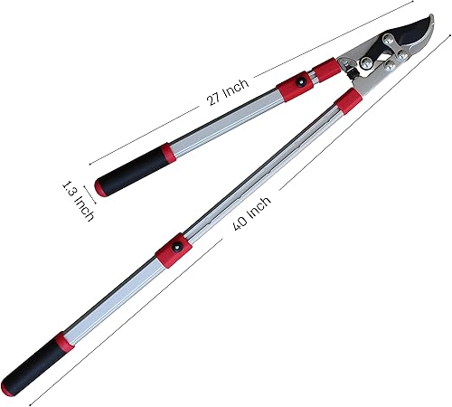 Miniatura 2 de TABOR TOOLS GG21A - Podadora de derivación extensible con acción compuesta, recortadora telescópica de árbol de 27 a 40 pulgadas, cortador de ramas