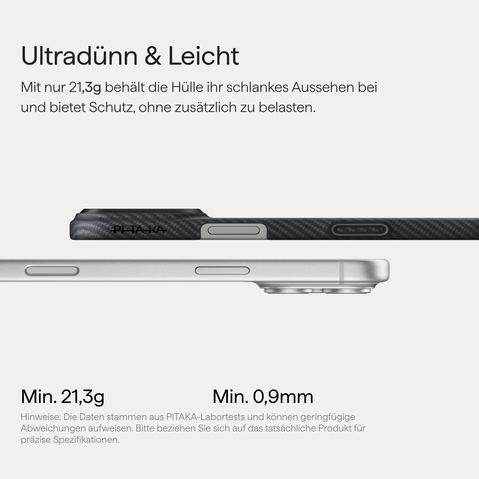 pitaka Ultradünne Hülle für iPhone 17 Pro aus Aramidfaser Schwarz/Grau | Aramidfaser Hülle 0,9mm dünn mit Kamerasteuerung Magsafe-kompatibel Slim Minimalistisch für Business & Alltag
