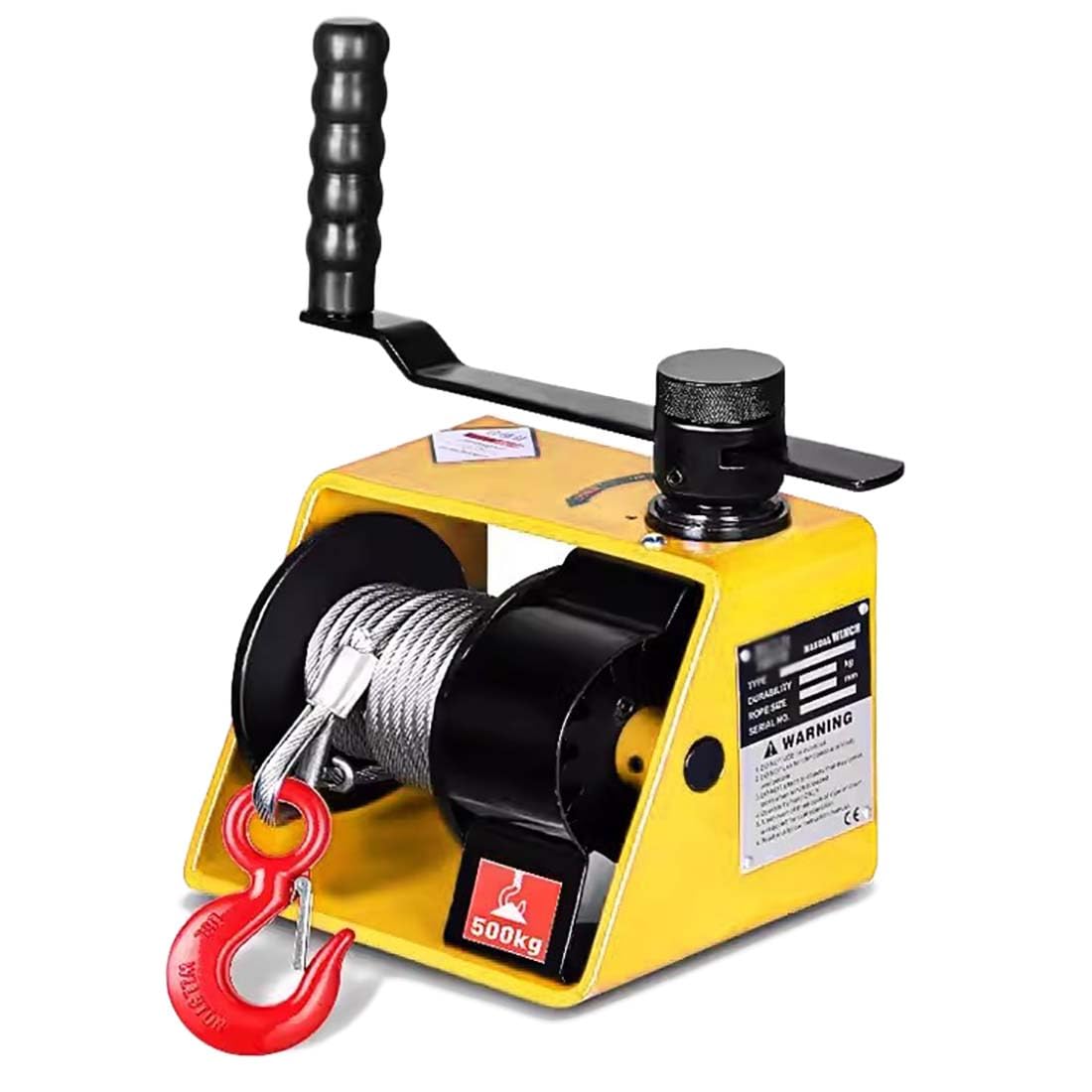 Treuil manuel à engrenage robuste de 1100 LB avec câble en acier solide