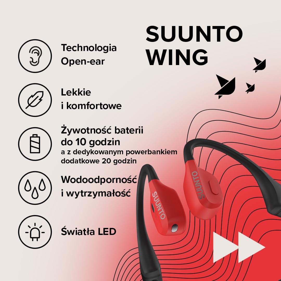 SUUNTO SS050944000 Słuchawki Bezprzewodowe WING LAVA RED
