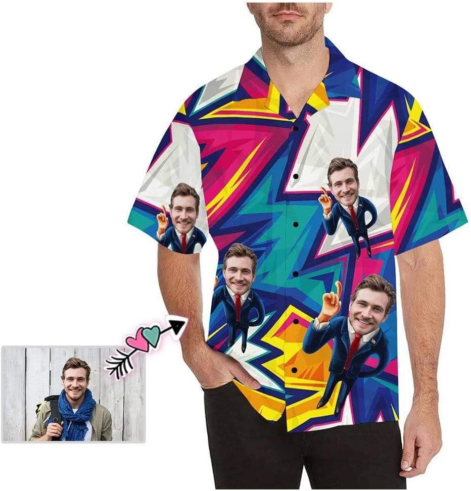 YesCustom Custom Father Face Men's All Over Print Hawaiian Shirt Personalized Gifts