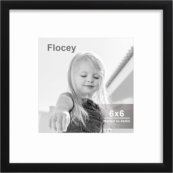 6x6 Aluminum Picture Frame, High End Metal 4x4 Frame with Mat, Tempered Glass…