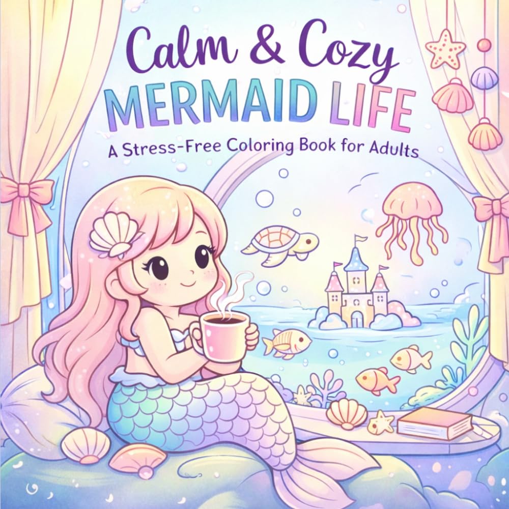 Calm & Cozy: Mermaid Life: A Stress-Relief Coloring Book for Adults