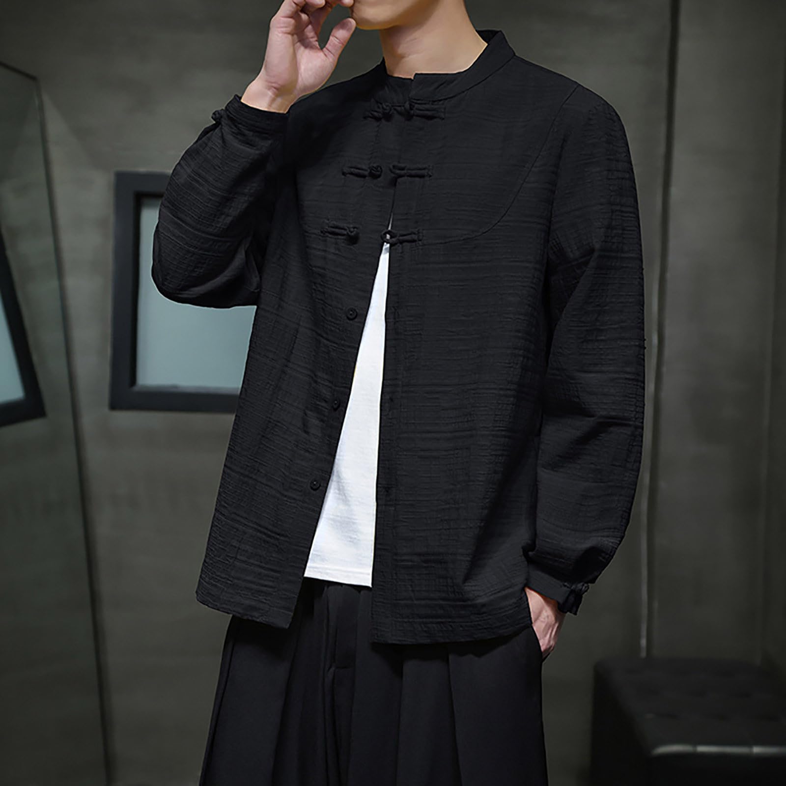 Herren Traditionelle Chinesische Kung Fu Kleidung Baumwolle Und Leinen Zen Meditation Tang Anzug Hanfu Jacke Mantel Kampfsportanzug Tai Chi Uniform For Herren Wing Chun Kleidung