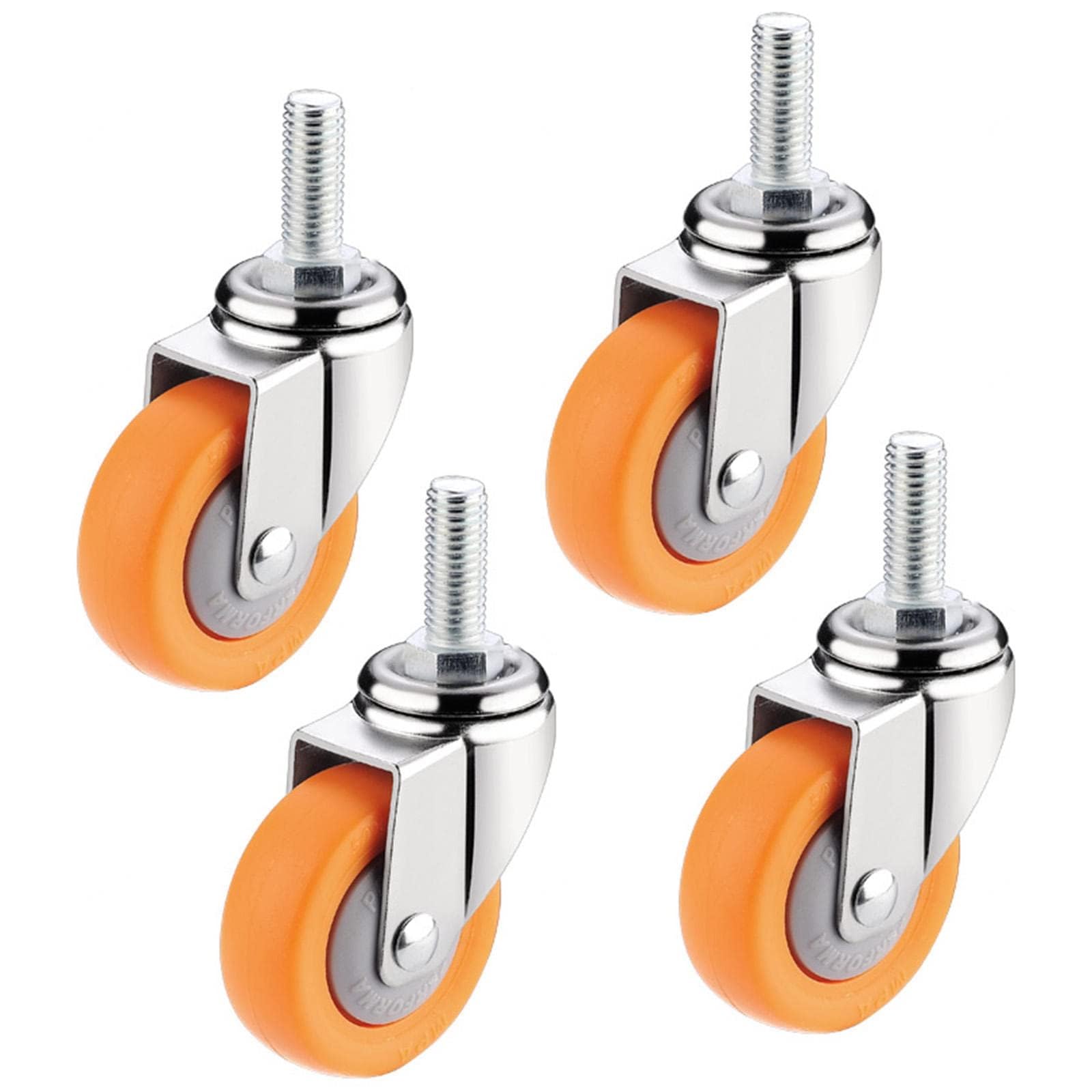 ZGUOUZANTYE Soft Rubber Castor Wheels M8 M10 Threaded Stem Swivel Caster 4pcs(4nobrakes,M8)