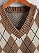 SweatyRocks Women's Plaid Geo Sleeveless V Neck Knit Crop Top Sweater Vest Khaki Argyle M