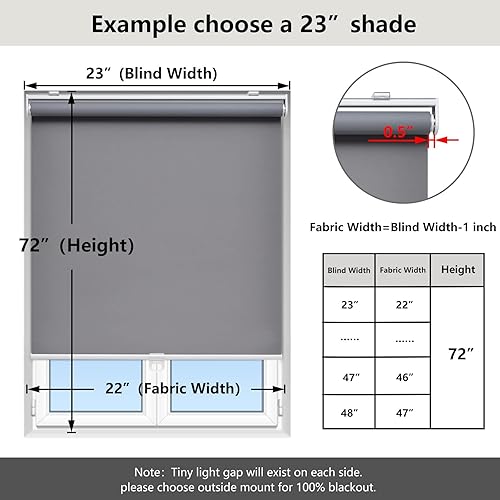 Miniatura 5 de AOSKY - Persianas enrollables opacas sin cordón para oscurecer la habitación, con sistema de resorte, protección UV, para puertasventanas del hogar