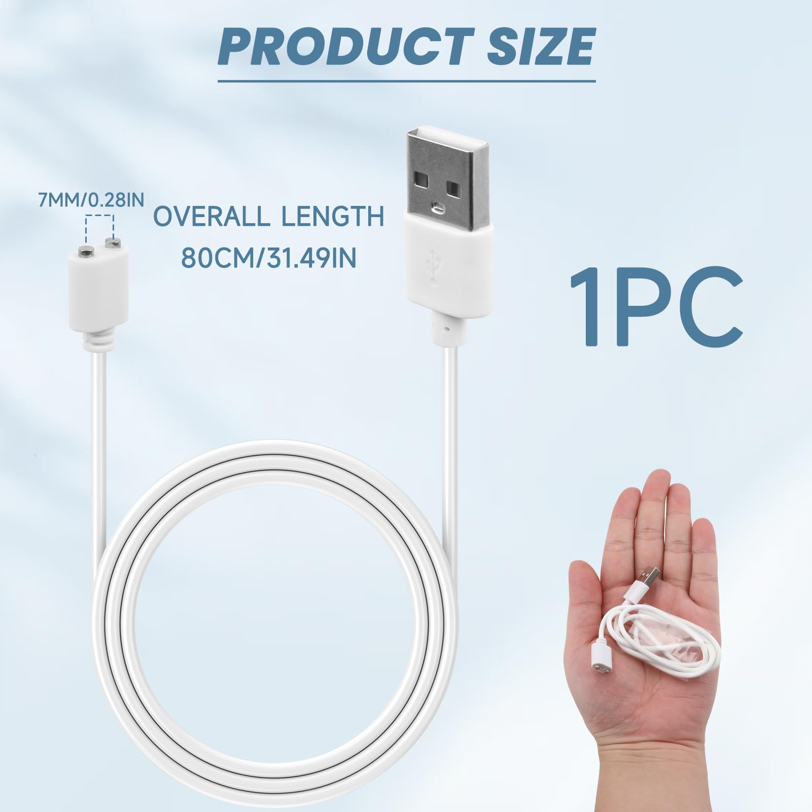 Bicmice Cavo Di Ricarica Magnetico USB 80 Cm Per Spazzolino Elettrico | Connettori A 7mm Di Distanza