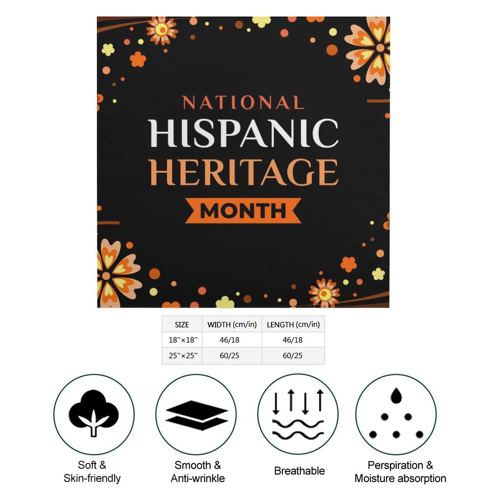 Csemeie National Hispanic Heritage Month Bandana Hair Scarf Headband Adjustable Neckerchief for Men Women Decor