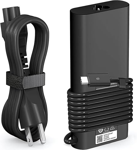 Cargador USB C de 130 W compatible con cargador de laptop Dell tipo C, cable de alimentación de CA delgado - Precisión 5550 5560 5570 5750 3560 XPS
