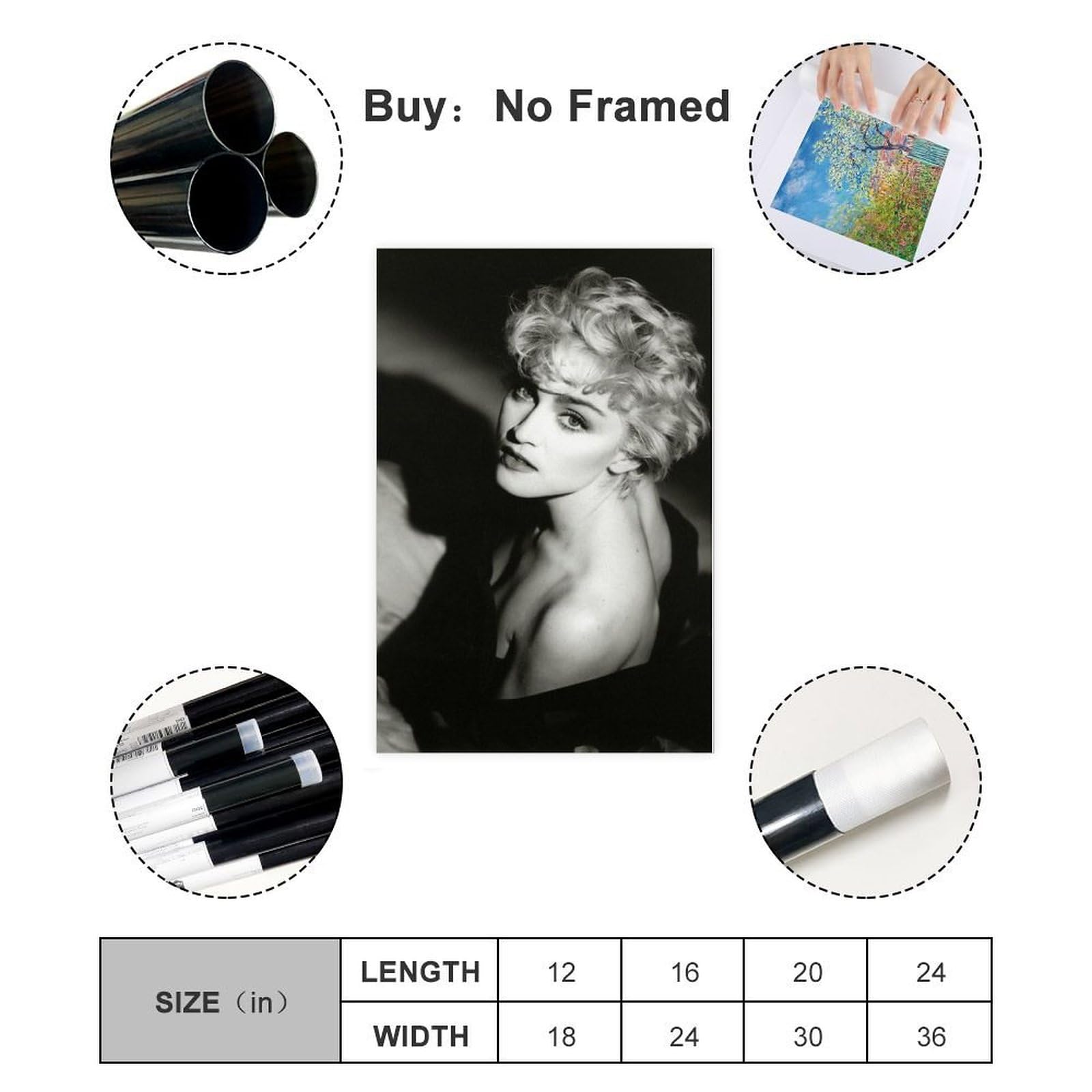 MAHWER Madonna Leinwand Poster 30x45cm - 3-teiliges Musik Poster Set Für Wohnzimmer Deko