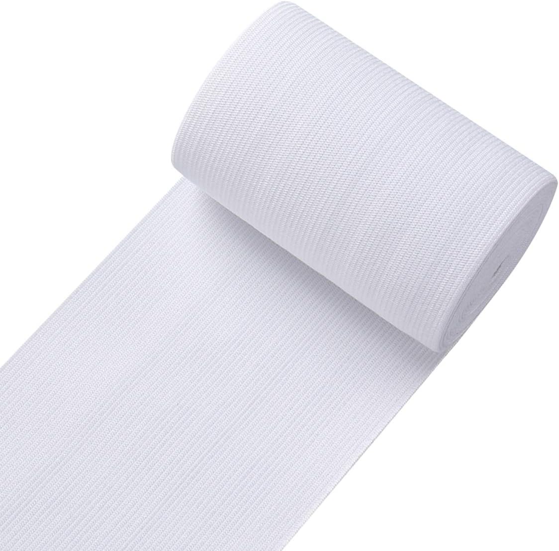 Knit Elastic Bands for Sewing White Heavy Stretch High Elasticity Flat Elastic Cord 8 Inch Wide Braided Elastic Spool 2 Yard