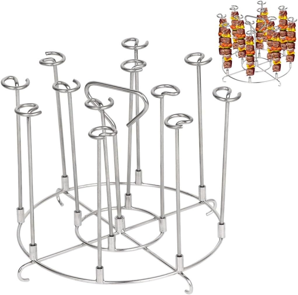 12 Skewers for Kabobs, Meat, Vegetables, Stainless Steel Skewer Stand Compatible with 6 Qt Air Fryer, Seafood, Skewer Stand for Air Fryer product image