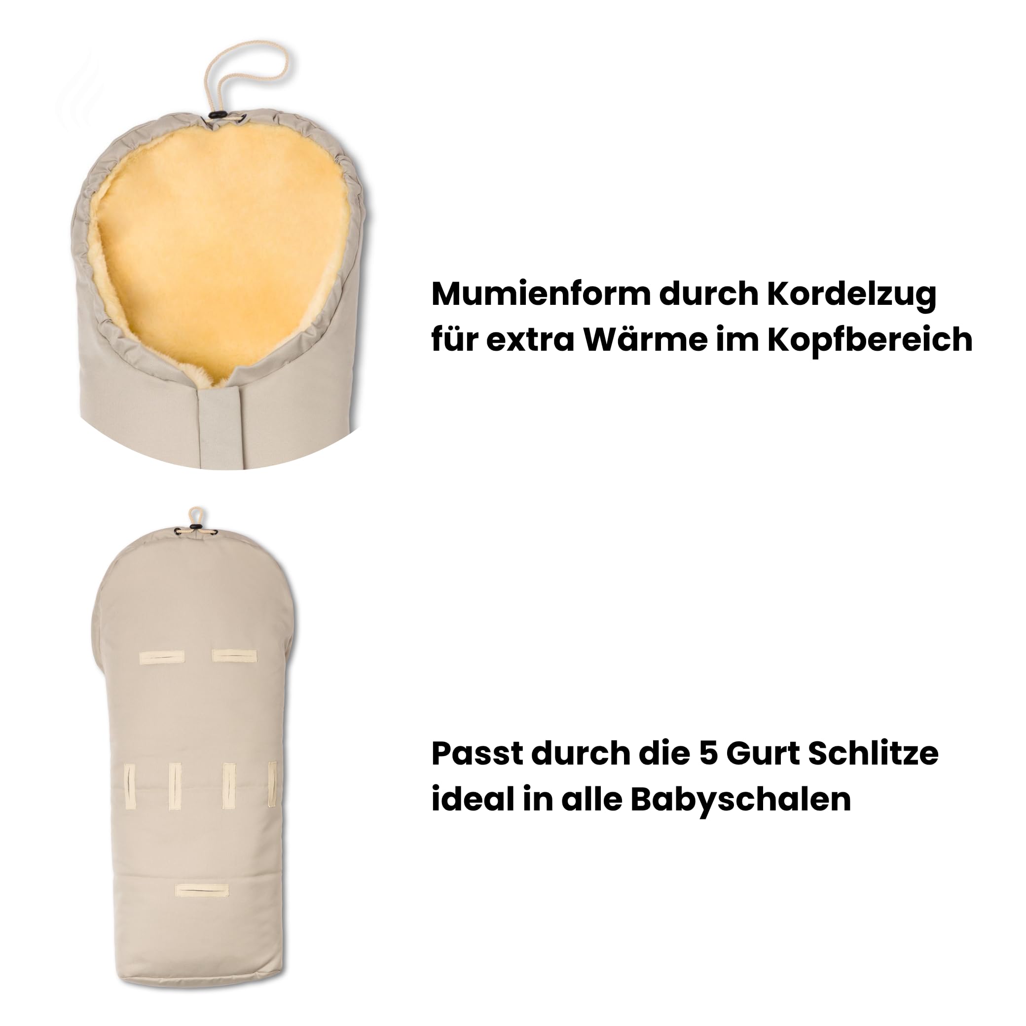 Hofbrucker Lammfell-Fußsack Eskimo Winterfußsack echtes Lammfell wind- & wasserabweisend Made in Germany