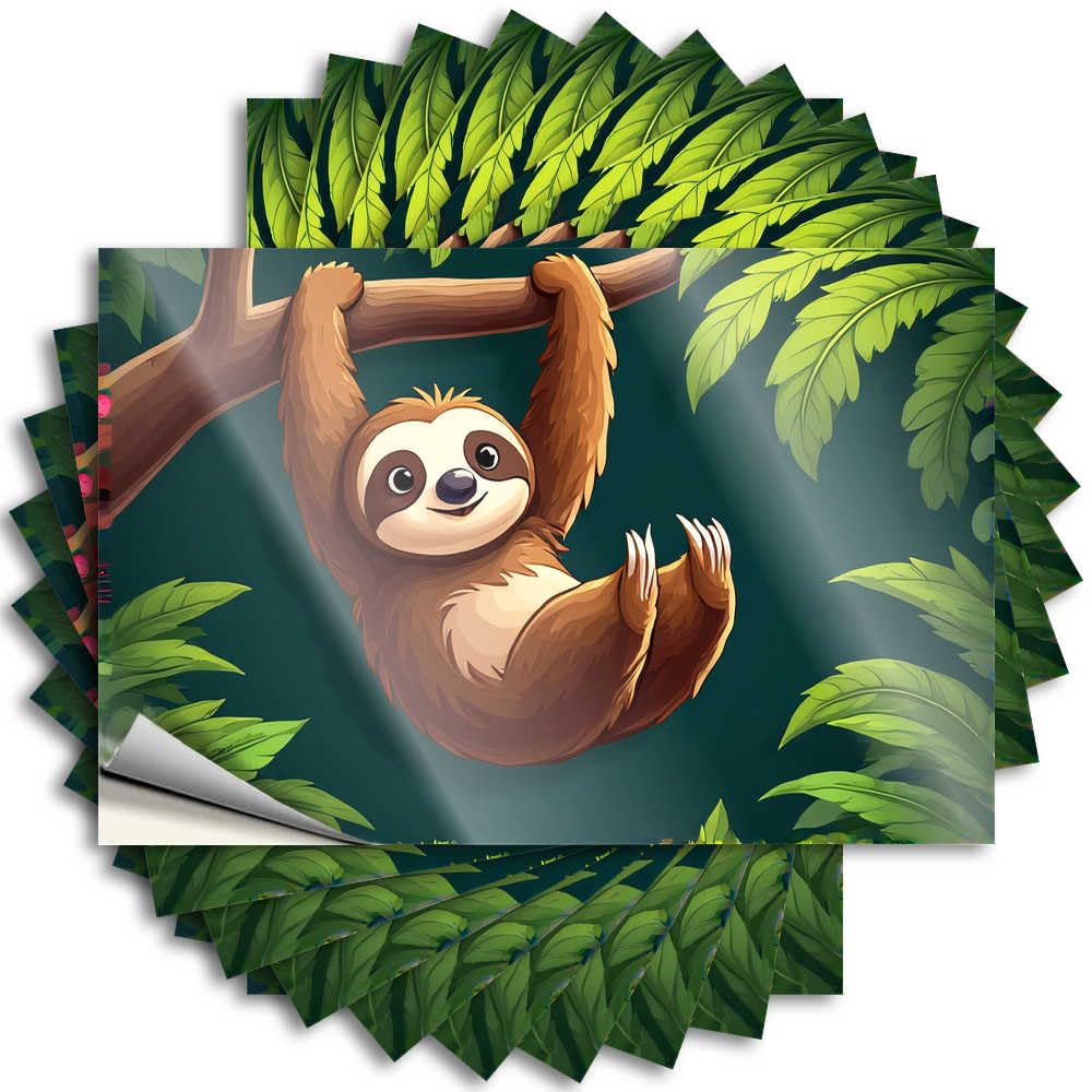 Fzfn Girls Colour Lake, Lettering Sticker Bumper Charming Sloth In The Jungle | Funky Waterproof Vinyl Stickers(8X12cm)