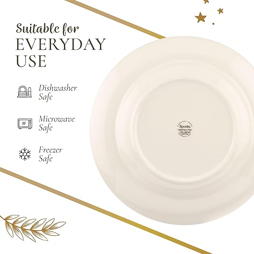 Miniatura 6 de Spode Platos llanos de tartán de árbol de Navidad  Platos de cena de Navidad  Loza fina  Platos grandes para vacaciones  Aptos para lavavajillas y