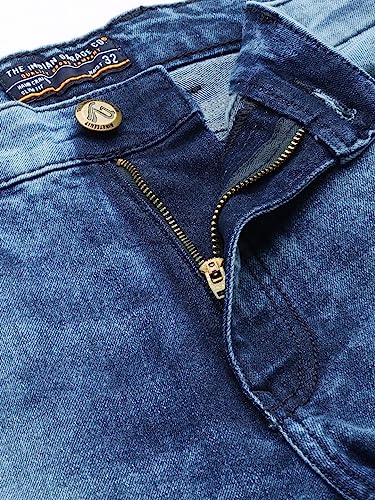 Image of The Indian Garage Co Men Regular Fit Solid Mid-Rise Stretchable Jeans