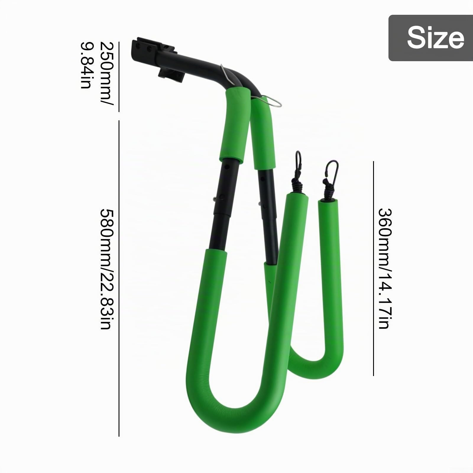 Soporte de bicicleta portátil para tablas de surf, construcción de aluminio para tablas cortas y tablas de snowboard, seguro y resistente (verde)