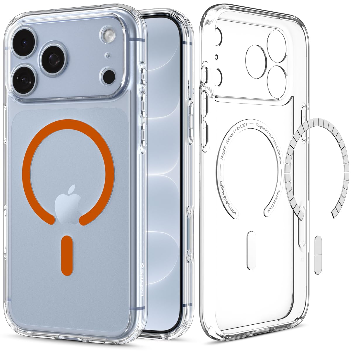 Spigen for iPhone 18 Pro Case, for iPhone 17 Pro Case, Clear Orange
