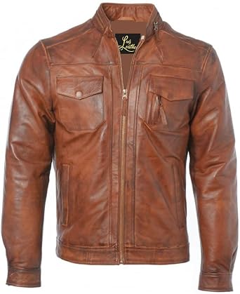 Mens Tough Shady Genuine Lambskin Leather Jacket