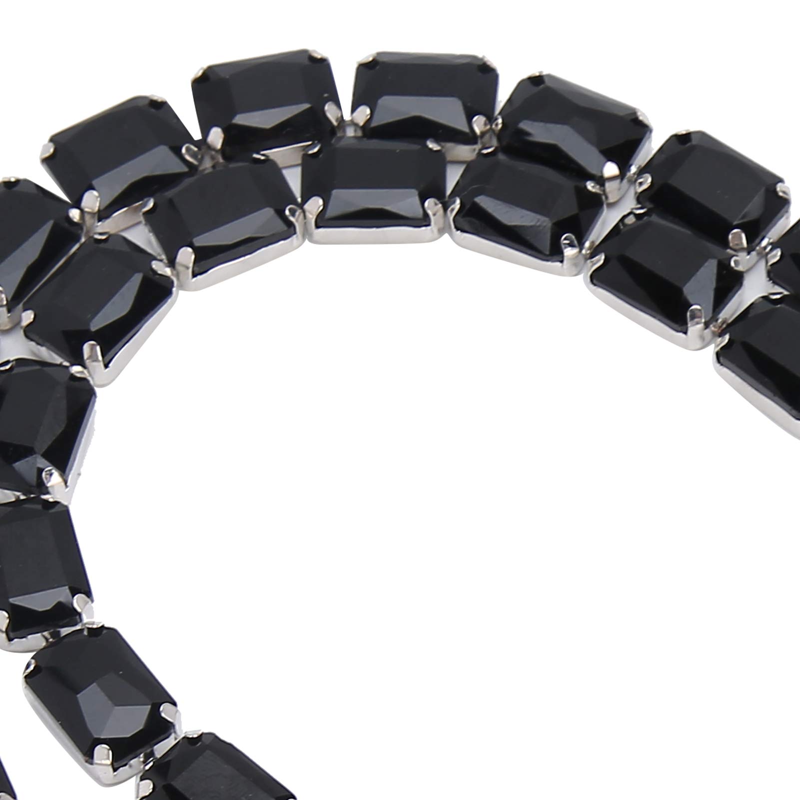 DiamondChain, Crystal Trimming Chain, Rectangular DIY Decoration Crafts Cake Decoration for Holiday Wedding Party(Black)