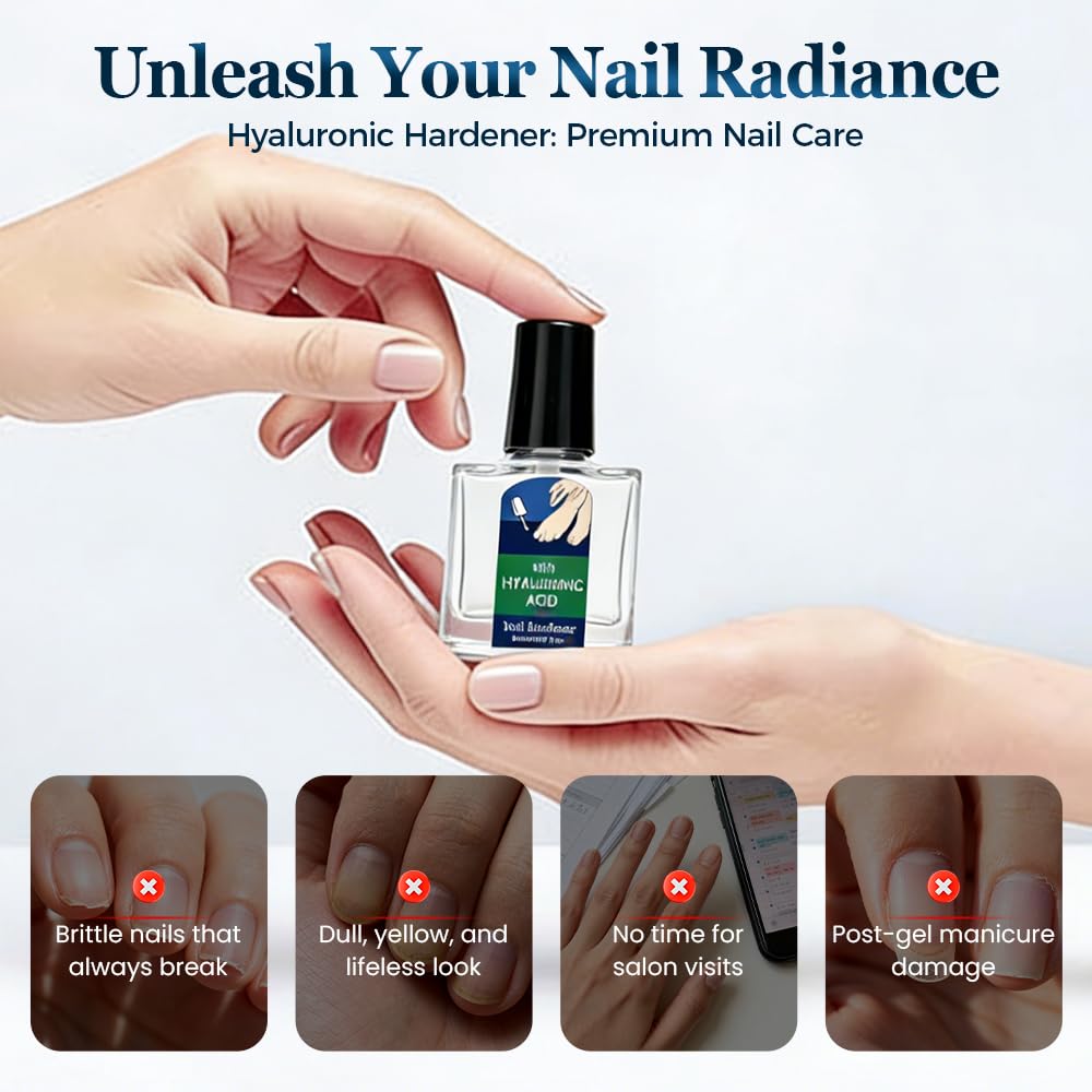 Hyaluronic Acid Nail Hardener, Nail Care Serum, Nail Care Serum for Cracked Cuticles & Dry Nails, Multi-Purpose Nail Repair, for Manicures & Home Nail Cares