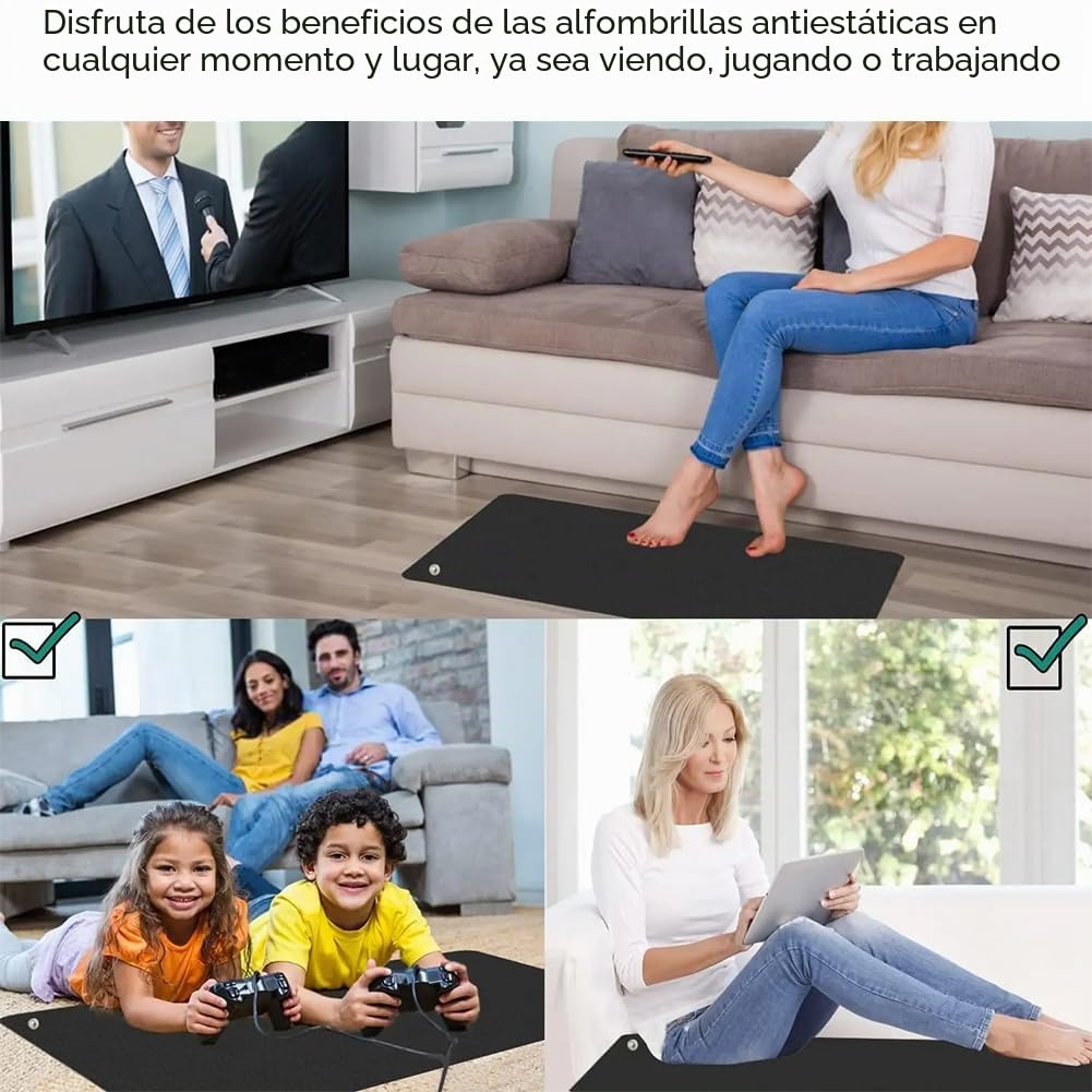 Alfombrilla de conexión a tierra con cable de 4,6 m de la UE, alfombrilla de conexión a tierra para usar como alfombrilla de ratón o de yoga, alfombrilla antiestática para el bienestar, reducción de