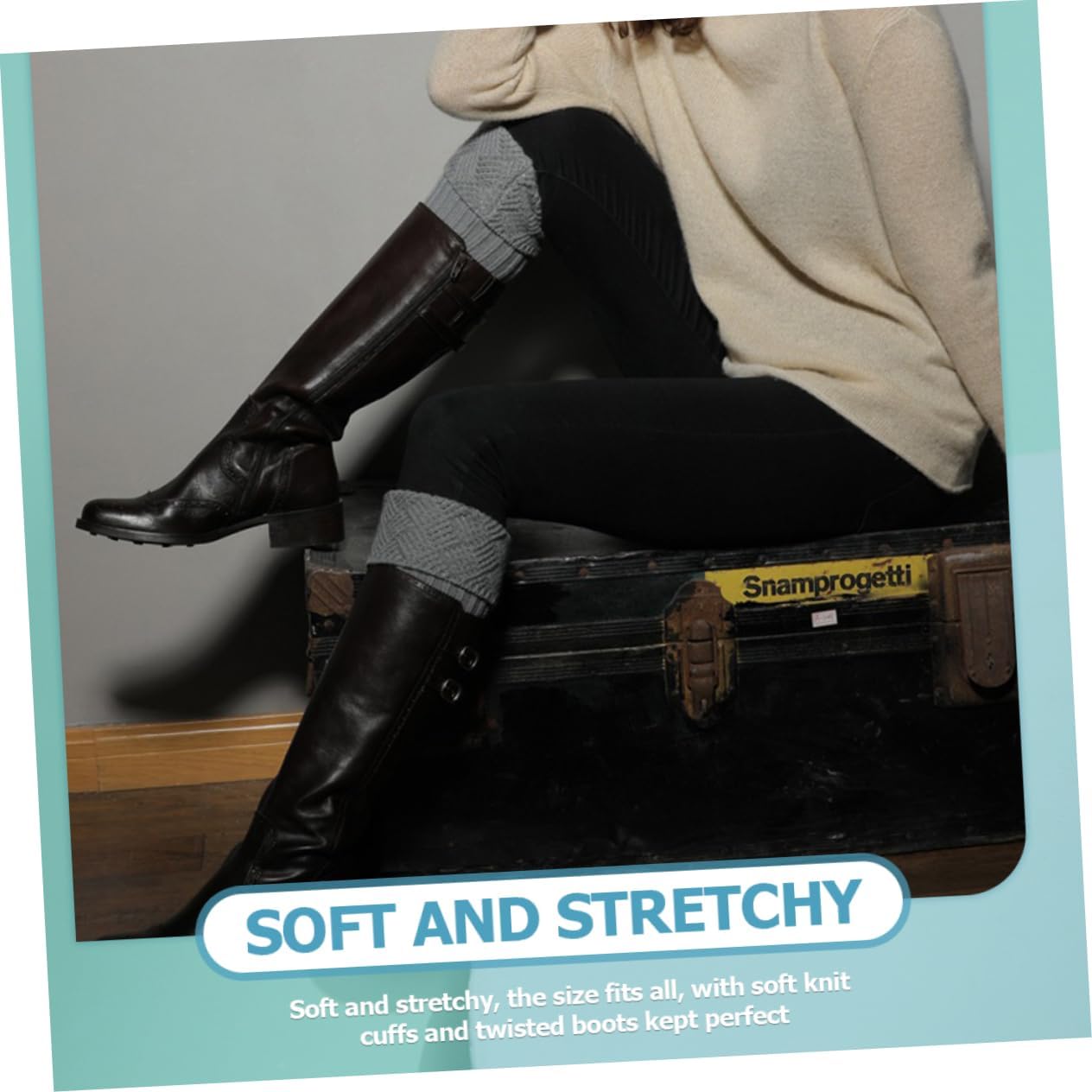 VALICLUD 4pairs Fashionable Knit Leg Warmers for Women Fleece Leg Socks Winter Essential