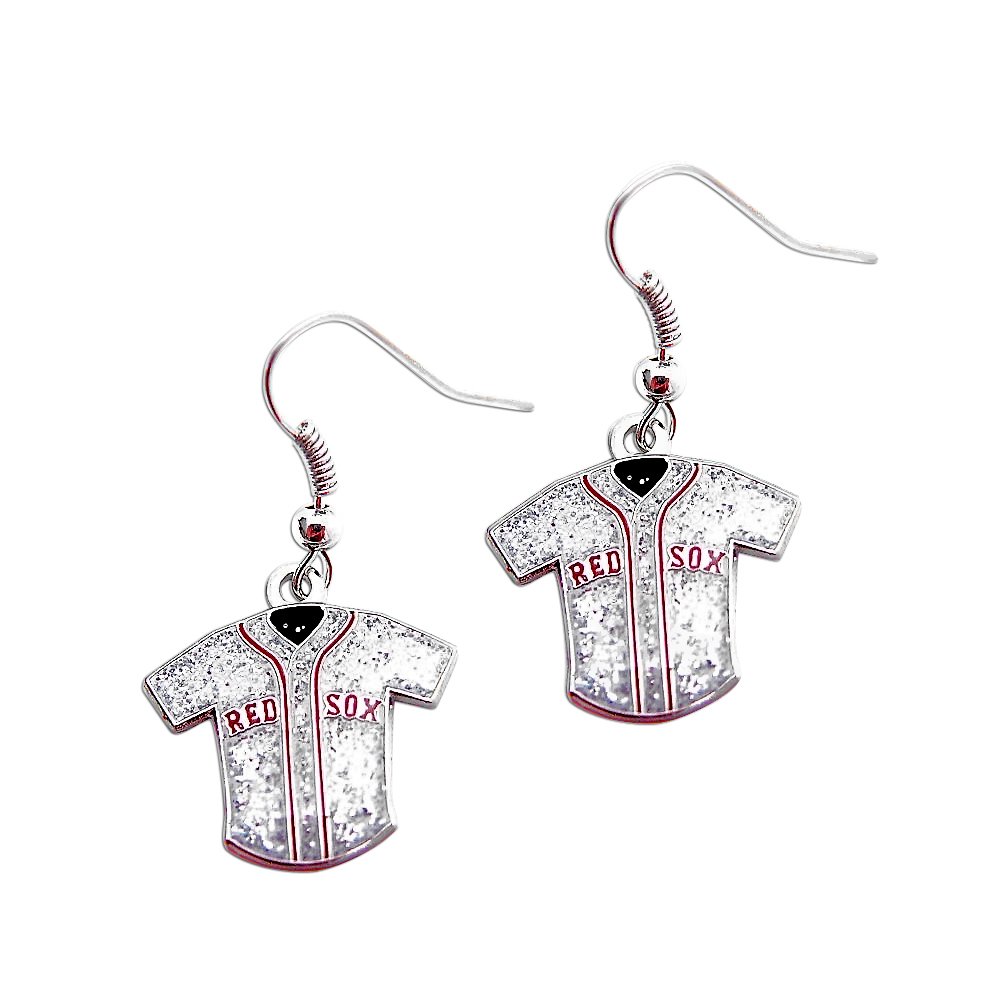 MLB Boston Red Sox Team Logo Glitter Jersey Earring Sports Fan Gift