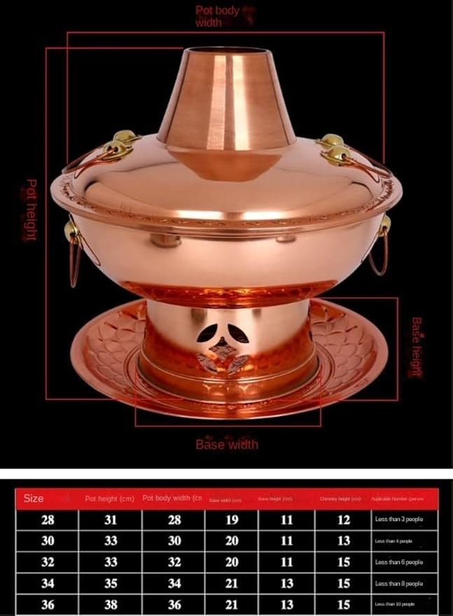 Hot Pot Cobre Tradicional Chino 34cm para Cocina y Decoración miniatura 3