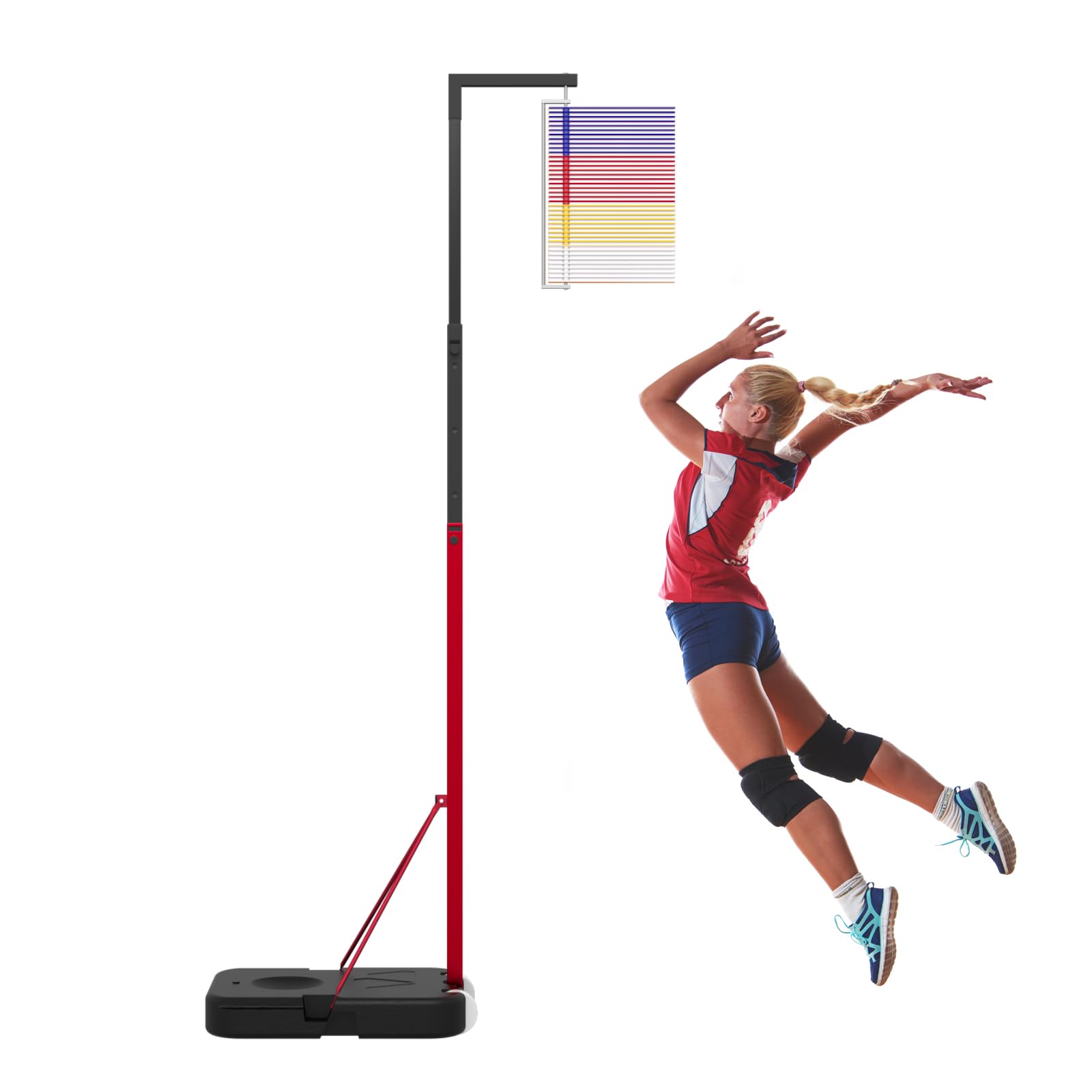 ZELLOXY Vertical Jump Measuring Tool, 4.9-12.6 FT Adjustable Vertical Jump Tester for Volleyball, Slam Training Aid, Floor Standing Jump Training Equipment for School, Gym (Normal)