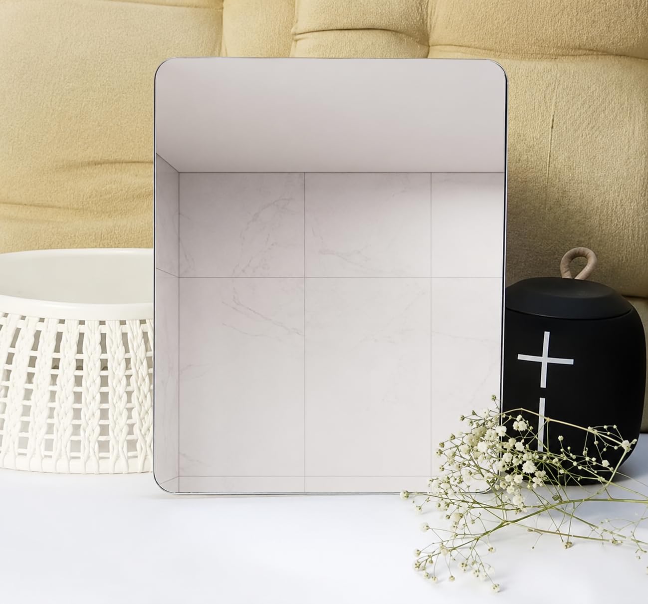 Acrylic Wall Mirror Frameless Rectangle Both Side Sticker | Adhesive Mount,Polished Edges, For Bathroom & Bedroom, Space-Saving Design-image-35