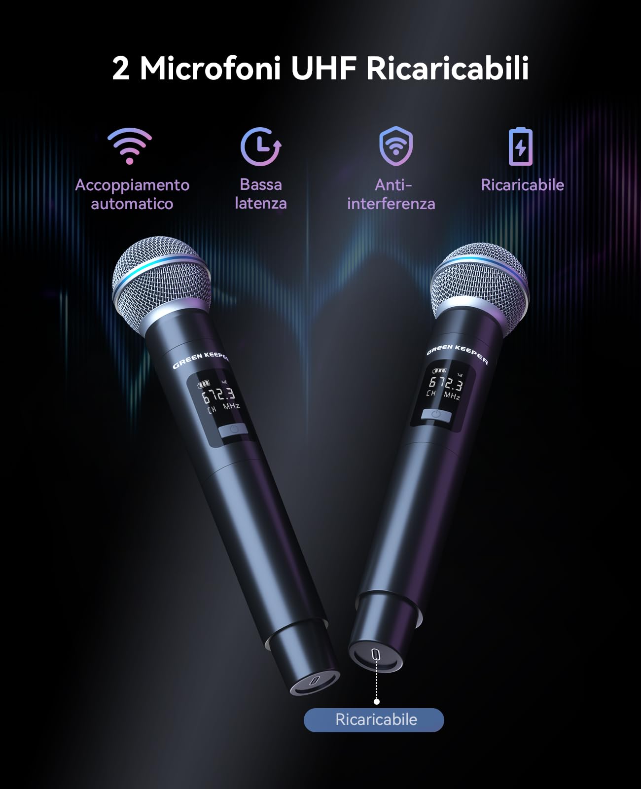 GKDT81 Cassa Karaoke Portatile – Sistema PA Da 800W Con 2 Microfoni Inclusi, Altoparlante Bluetooth Con Doppio Subwoofer Da 8" Per Bassi Potenti, Luci LED, Ruote E Maniglia Telescopica