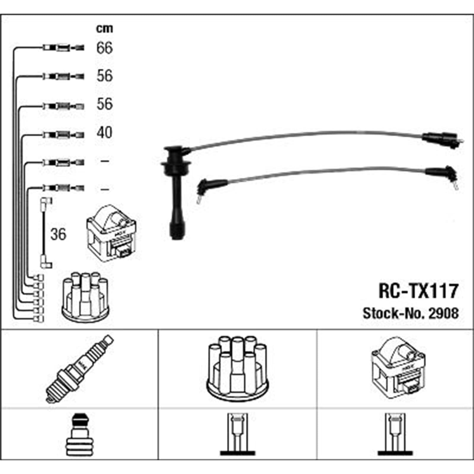 Złączka kabla zapłonowego NGK RC-TX117, 2908